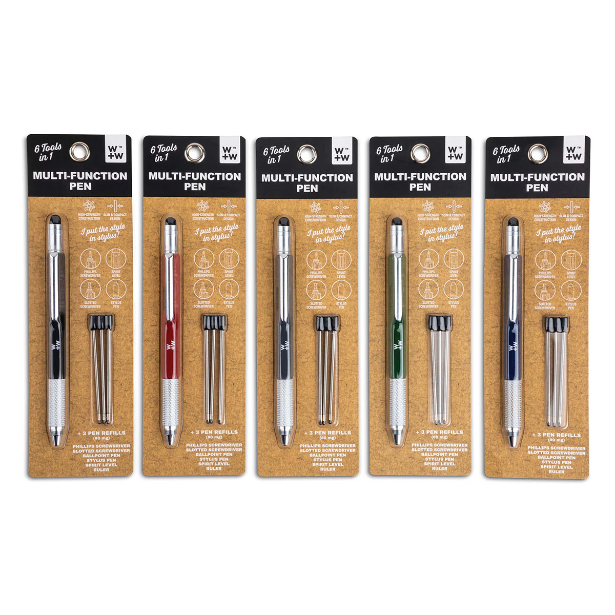 6-in-1 Multi-Function Pen Assorted W+W - Isalbialbi