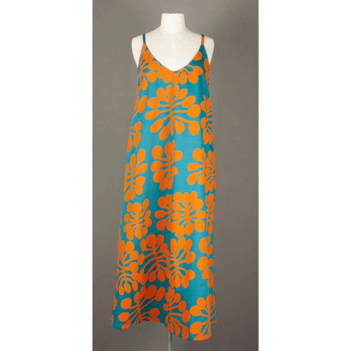 Anita Dress Watiya Tjuta Orange on Teal - Ikuntji Artists