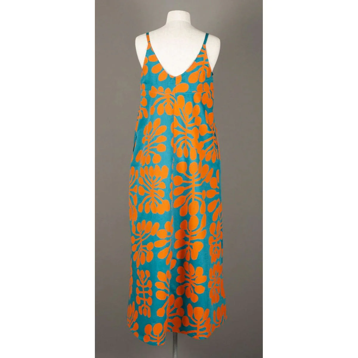 Anita Dress Watiya Tjuta Orange on Teal - Ikuntji Artists - Image 2