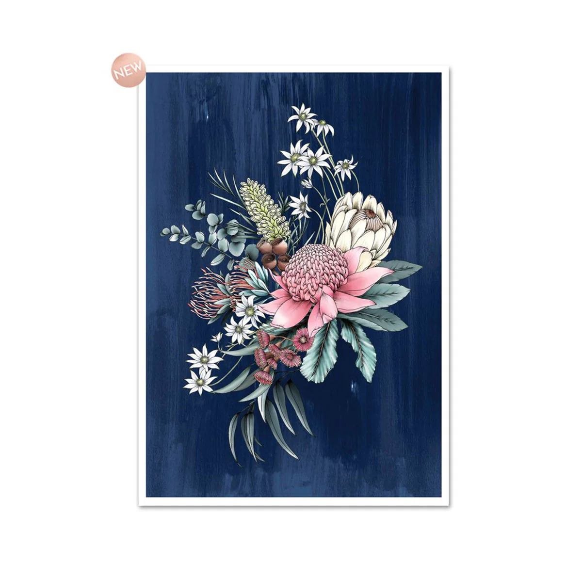 Art Print A4 Bouquet on Navy - Typoflora
