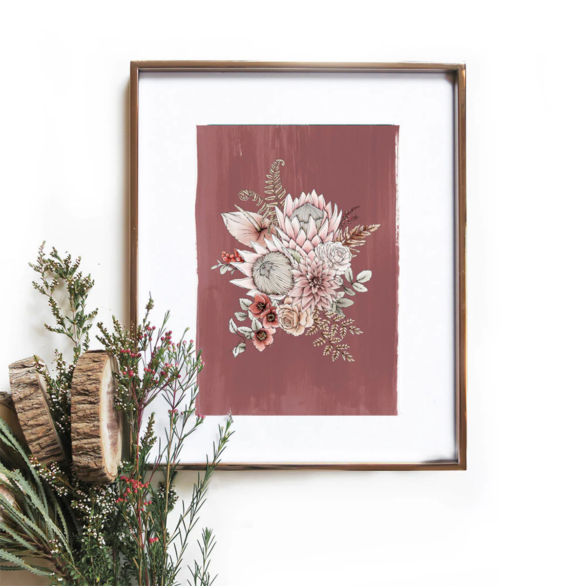 Art Print A4 Terracotta King Protea - Typoflora