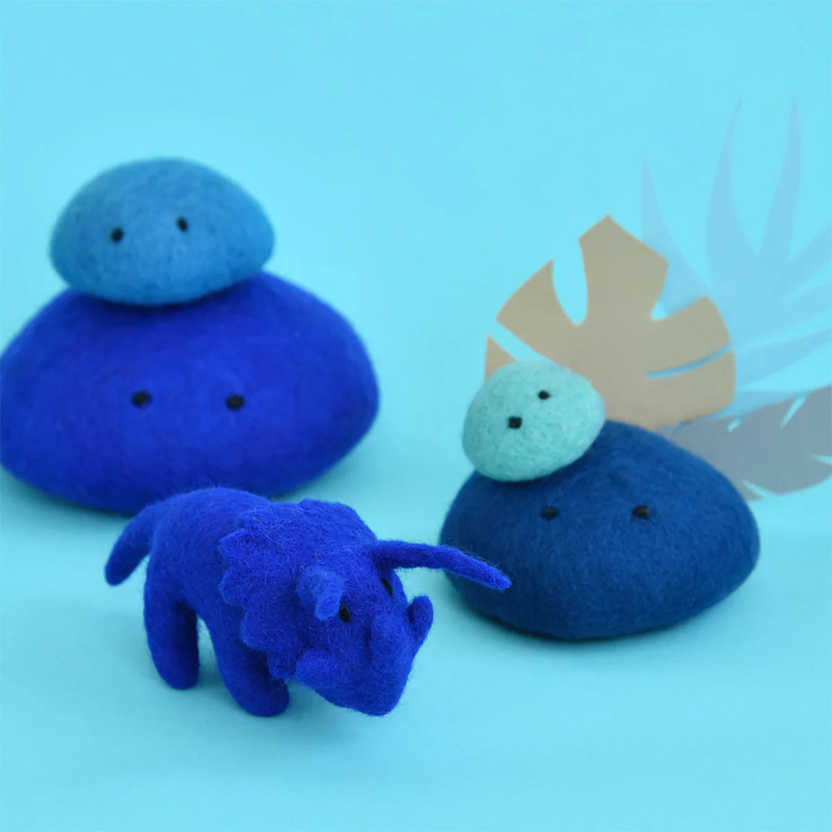 Dinosaur Felt Triceratops Brave Mini Cobalt - Dashdu