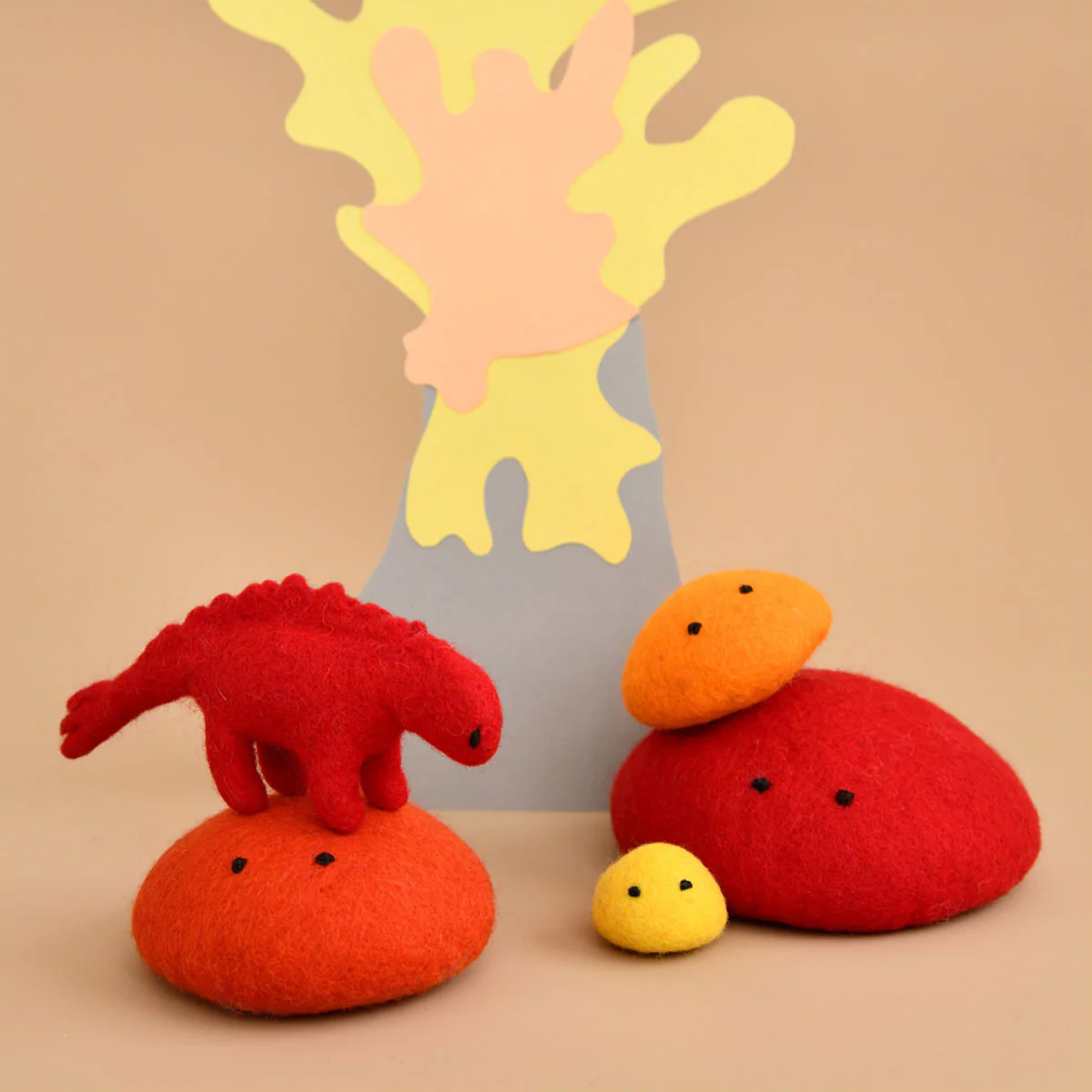 Dinosaur Stegosaurus Sensible Mini Red Felt - Dashdu