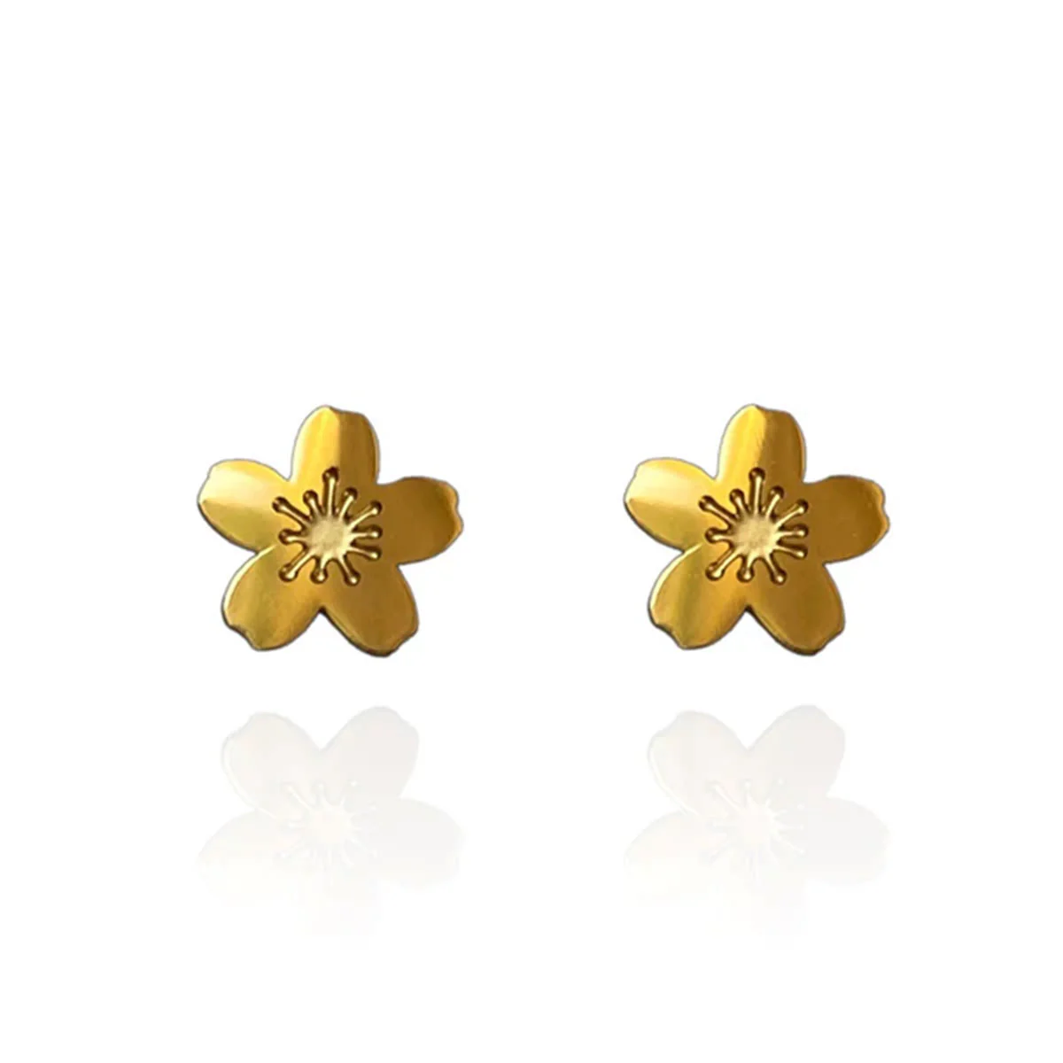 Earrings Cherry Blossom Sakura Gold Studs - Originals Lab