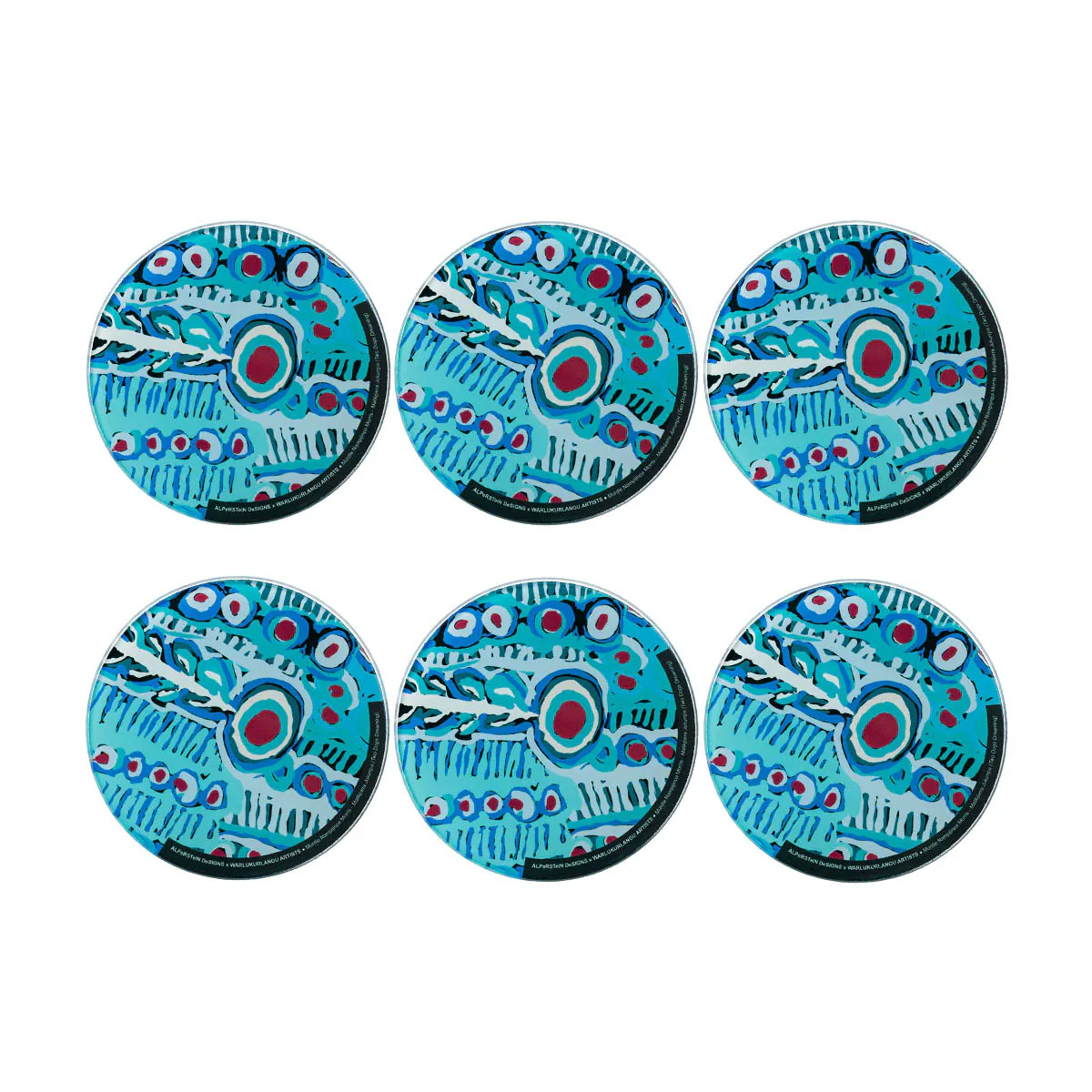 Glass Coaster Set  Blue Murdie Morris - Alperstein Designs