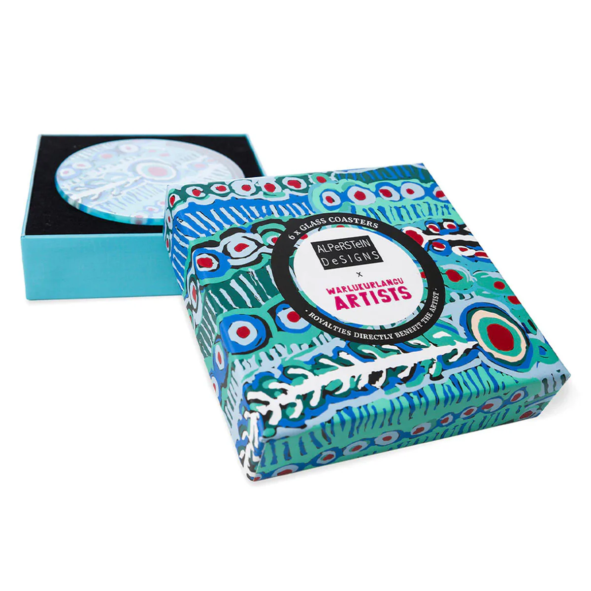 Glass Coaster Set  Blue Murdie Morris - Alperstein Designs - Image 2