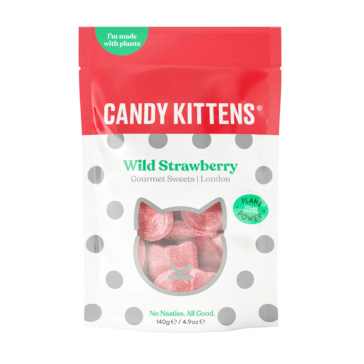 Lollies Wild Strawberry 140g Candy Kittens - Gourmet Brands