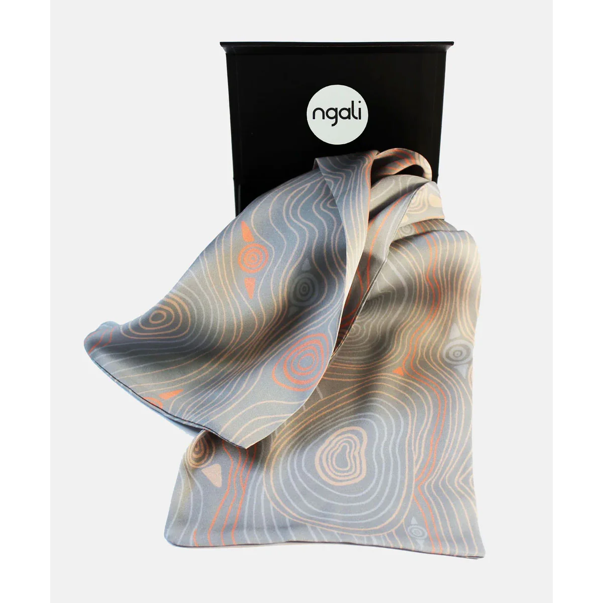 Neck scarf/Headband Silk 130x15cm Murrandi Grey - Ngali - Image 2