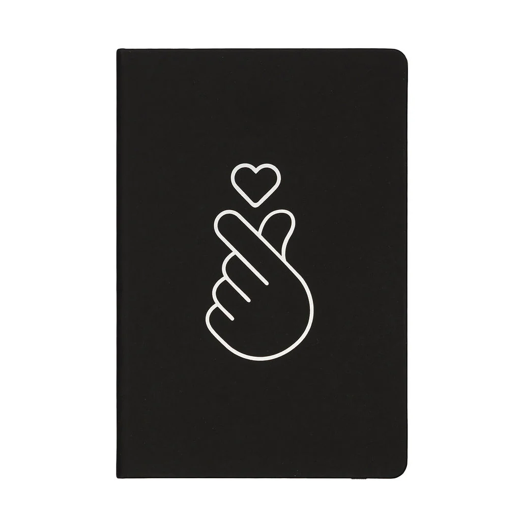 Notebook Black Finger Heart Korean Wave NMA - Branded Ideas