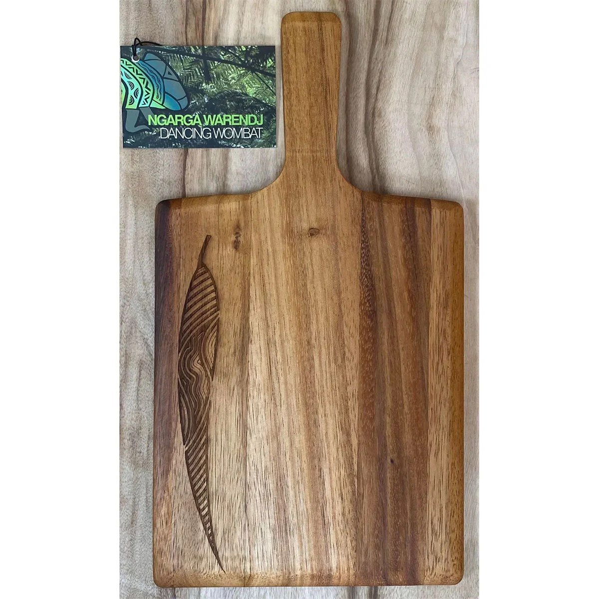 Wooden Paddle Board Rectangle Small Gum Leaf Acacia 26x20x1.3cm  - Ngarga Warendj