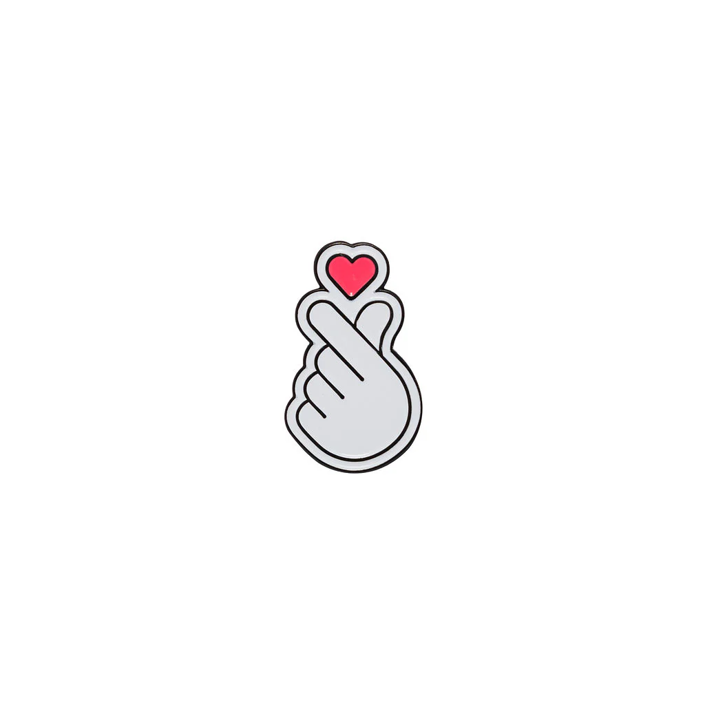 Pin Hallyu Finger Heart White & Red - Explore Engage Enjoy