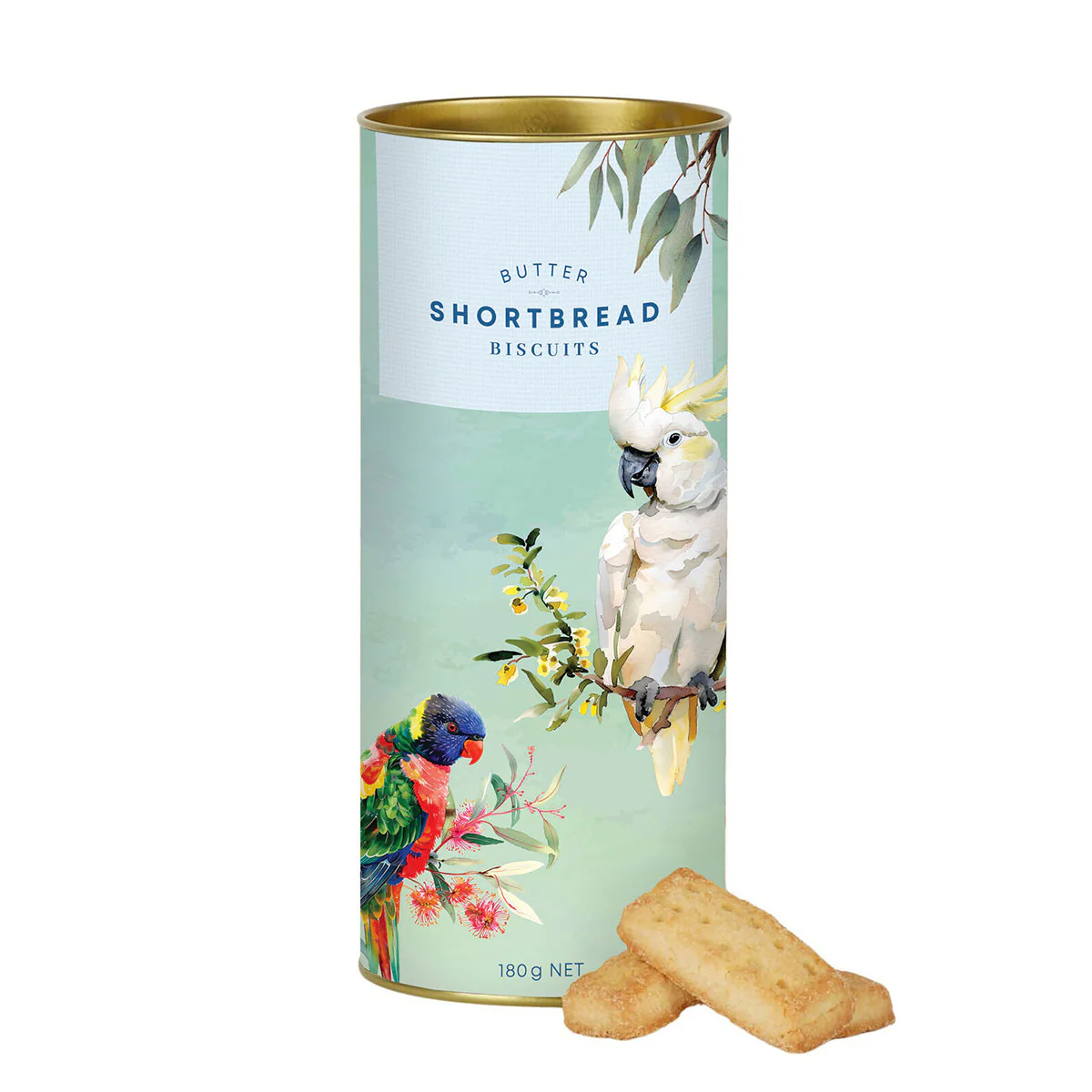 Shortbread Tube Cockatoo Aussie Birds 180g - Gourmet Brands