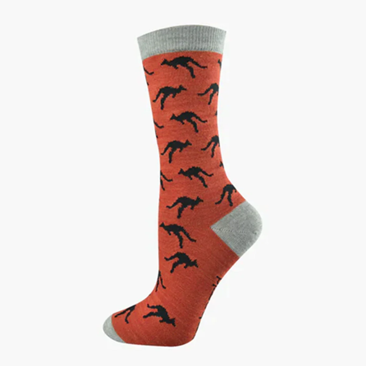 Socks Roo Womens Dirt/Orange 2-8 Bamboo - Pussyfoot Socks