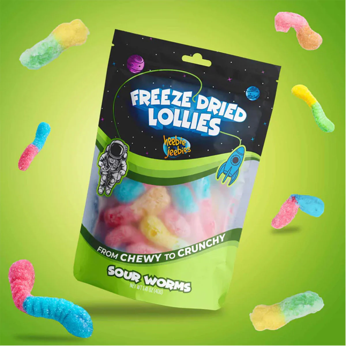 Sour Worms Freeze Dried - Heebie Jeebies