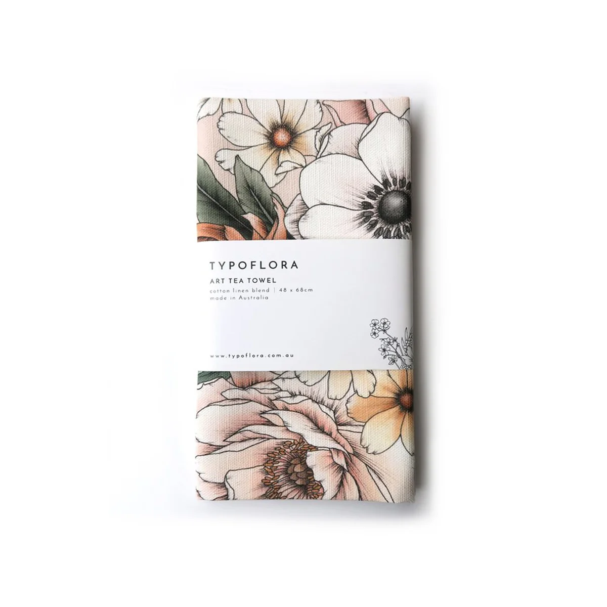 Tea Towel Bouquet in Beige - TypoFlora