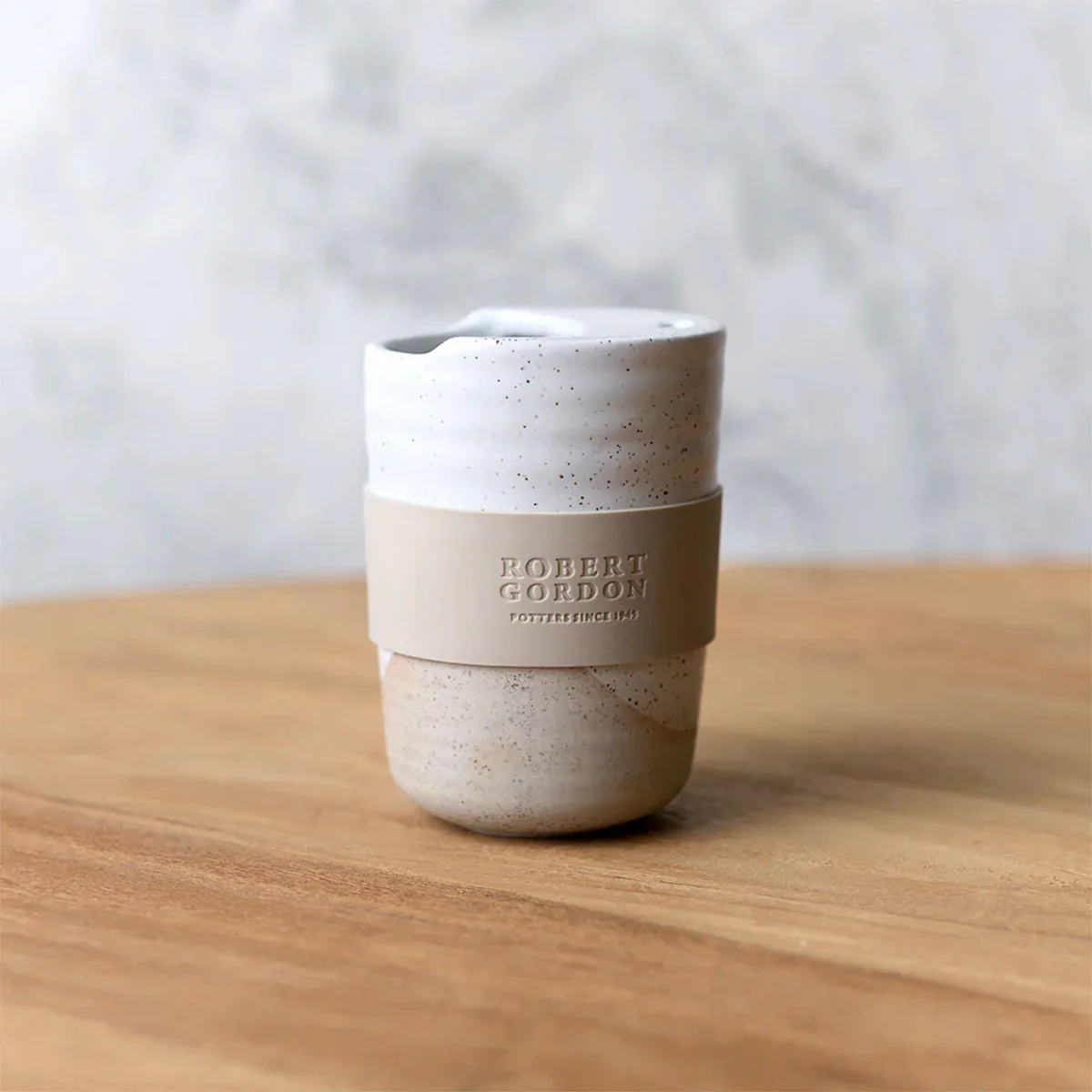 Travel Mug White Speckle 350ml - Image 2